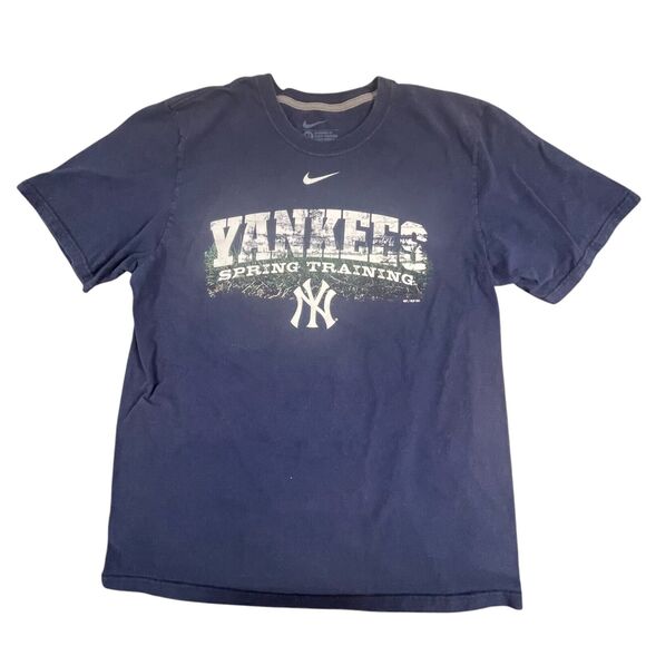 Nike Center Swoosh Yankees Spring Training T Shirt Sz XL Baseball MLB 2011 Blue - Picture 1 of 5